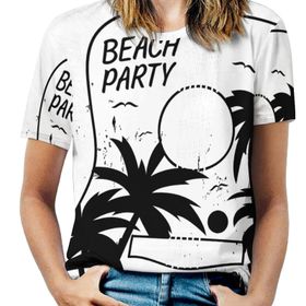 AILLOSA TH-309 Tamamı Baskılı Kısa Kollu Yuvarlak Yaka Kadın T-shirt