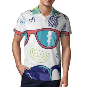 AILLOSA TH-310 3D Baskılı Desen Kısa Kollu Polo Yaka Erkek T-shirt