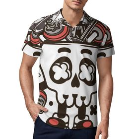 AILLOSA TH-316 3D Baskılı Desen Kısa Kollu Polo Yaka Erkek T-shirt