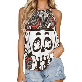 AILLOSA TH-316 Yuvarlak Yaka Kolsuz Kadın T-shirt