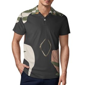AILLOSA TH-323 3D Baskılı Desen Kısa Kollu Polo Yaka Erkek T-shirt