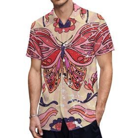AILLOSA TH-325 Aloha Hawaii 3D Desen Kısa Kollu Erkek Gömlek