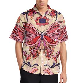 AILLOSA TH-325 Aloha Hawaii 3D Desen Kısa Kollu Erkek Gömlek