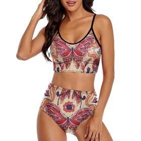 AILLOSA TH-325 Geniş Omuz Askılı Üçgen Bikini Üstü Alçak Bel İki Parça Kadın Bikini Seti