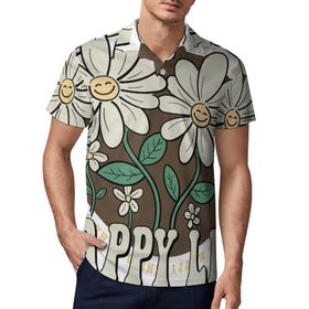AILLOSA TH-328 3D Baskılı Desen Kısa Kollu Polo Yaka Erkek T-shirt