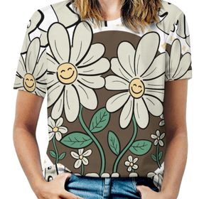AILLOSA TH-328 Tamamı Baskılı Kısa Kollu Yuvarlak Yaka Kadın T-shirt