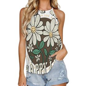 AILLOSA TH-328 Yuvarlak Yaka Kolsuz Kadın T-shirt