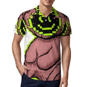 AILLOSA TH-331 3D Baskılı Desen Kısa Kollu Polo Yaka Erkek T-shirt