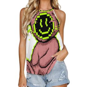 AILLOSA TH-331 Yuvarlak Yaka Kolsuz Kadın T-shirt