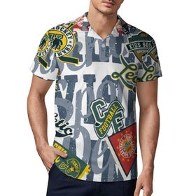 AILLOSA TH-332 3D Baskılı Desen Kısa Kollu Polo Yaka Erkek T-shirt