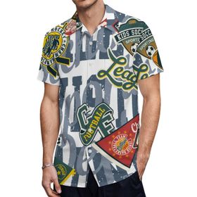 AILLOSA TH-332 Aloha Hawaii 3D Desen Kısa Kollu Erkek Gömlek