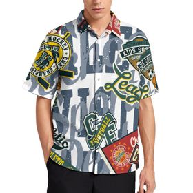 AILLOSA TH-332 Aloha Hawaii 3D Desen Kısa Kollu Erkek Gömlek