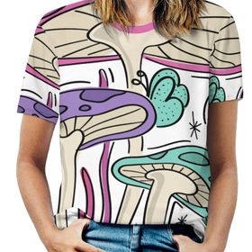 AILLOSA TH-334 Tamamı Baskılı Kısa Kollu Yuvarlak Yaka Kadın T-shirt