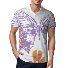 AILLOSA TH-336 3D Baskılı Desen Kısa Kollu Polo Yaka Erkek T-shirt