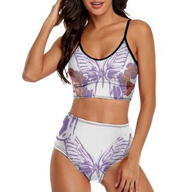 AILLOSA TH-336 Geniş Omuz Askılı Üçgen Bikini Üstü Alçak Bel İki Parça Kadın Bikini Seti