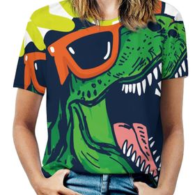 AILLOSA TH-339 Tamamı Baskılı Kısa Kollu Yuvarlak Yaka Kadın T-shirt