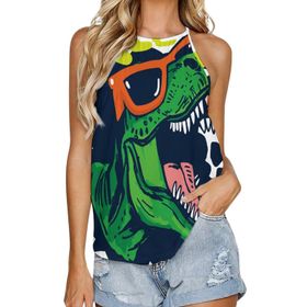 AILLOSA TH-339 Yuvarlak Yaka Kolsuz Kadın T-shirt