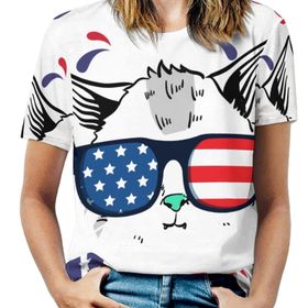 AILLOSA TH-340 Tamamı Baskılı Kısa Kollu Yuvarlak Yaka Kadın T-shirt