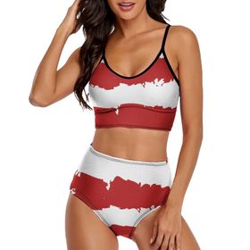 AILLOSA TH-341 Geniş Omuz Askılı Üçgen Bikini Üstü Alçak Bel İki Parça Kadın Bikini Seti