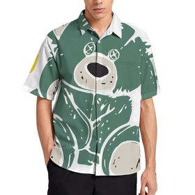 AILLOSA TH-344 Aloha Hawaii 3D Desen Kısa Kollu Erkek Gömlek