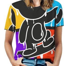 AILLOSA TH-347 Tamamı Baskılı Kısa Kollu Yuvarlak Yaka Kadın T-shirt