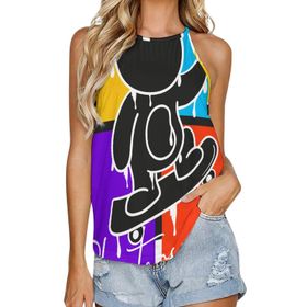 AILLOSA TH-347 Yuvarlak Yaka Kolsuz Kadın T-shirt