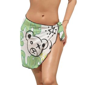 AILLOSA TH-349 Wrap Sarong Beyaz Siyah Kadın Plaj Elbise