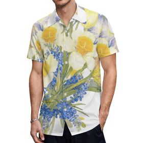 AILLOSA TH-35 Aloha Hawaii 3D Desen Kısa Kollu Erkek Gömlek