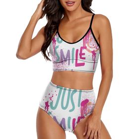 AILLOSA TH-350 Geniş Omuz Askılı Üçgen Bikini Üstü Alçak Bel İki Parça Kadın Bikini Seti