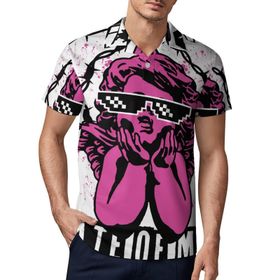 AILLOSA TH-352 3D Baskılı Desen Kısa Kollu Polo Yaka Erkek T-shirt