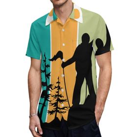 AILLOSA TH-354 Aloha Hawaii 3D Desen Kısa Kollu Erkek Gömlek