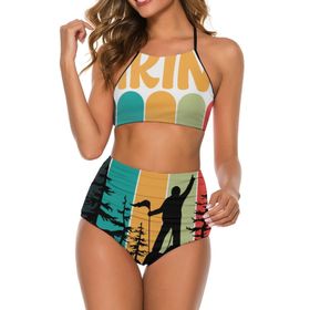 AILLOSA TH-354 Yüksek Belli Alt Parça İki Parçalı Bikini Üstü Üçgen Bikini Seti