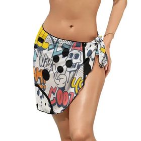 AILLOSA TH-359 Wrap Sarong Beyaz Siyah Kadın Plaj Elbise