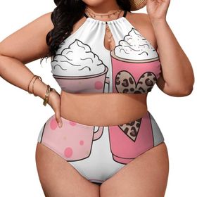 AILLOSA TH-360 Büyük Beden Geniş Askılı Orta Bel Büyük Beden Kadın Bikini Seti