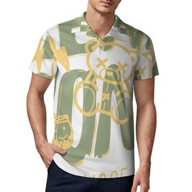 AILLOSA TH-361 3D Baskılı Desen Kısa Kollu Polo Yaka Erkek T-shirt