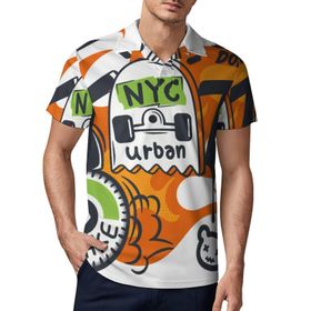 AILLOSA TH-362 3D Baskılı Desen Kısa Kollu Polo Yaka Erkek T-shirt