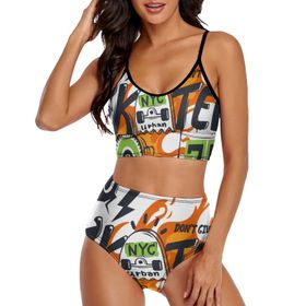 AILLOSA TH-362 Geniş Omuz Askılı Üçgen Bikini Üstü Alçak Bel İki Parça Kadın Bikini Seti