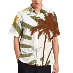 AILLOSA TH-365 Aloha Hawaii 3D Desen Kısa Kollu Erkek Gömlek