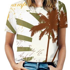 AILLOSA TH-365 Tamamı Baskılı Kısa Kollu Yuvarlak Yaka Kadın T-shirt