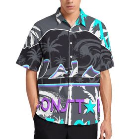 AILLOSA TH-369 Aloha Hawaii 3D Desen Kısa Kollu Erkek Gömlek