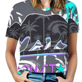 AILLOSA TH-369 Tamamı Baskılı Kısa Kollu Yuvarlak Yaka Kadın T-shirt