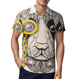 AILLOSA TH-371 3D Baskılı Desen Kısa Kollu Polo Yaka Erkek T-shirt