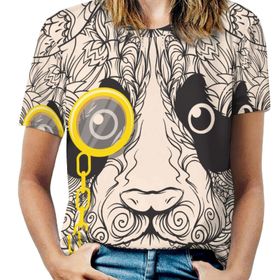 AILLOSA TH-371 Tamamı Baskılı Kısa Kollu Yuvarlak Yaka Kadın T-shirt