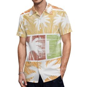 AILLOSA TH-372 Aloha Hawaii 3D Desen Kısa Kollu Erkek Gömlek