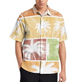 AILLOSA TH-372 Aloha Hawaii 3D Desen Kısa Kollu Erkek Gömlek