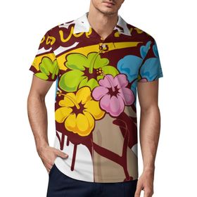 AILLOSA TH-373 3D Baskılı Desen Kısa Kollu Polo Yaka Erkek T-shirt