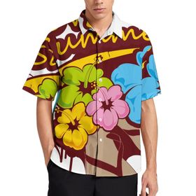 AILLOSA TH-373 Aloha Hawaii 3D Desen Kısa Kollu Erkek Gömlek