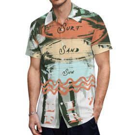 AILLOSA TH-375 Aloha Hawaii 3D Desen Kısa Kollu Erkek Gömlek