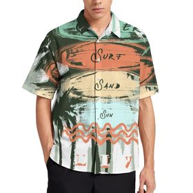 AILLOSA TH-375 Aloha Hawaii 3D Desen Kısa Kollu Erkek Gömlek