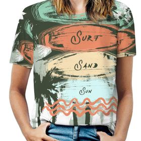 AILLOSA TH-375 Tamamı Baskılı Kısa Kollu Yuvarlak Yaka Kadın T-shirt
